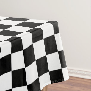Black and White Chequered Tablecloth