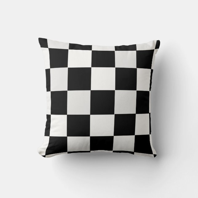 Black and White Chequered Throw Pillow (Front)