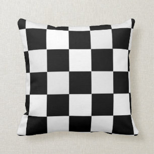 Black and White Chequered Throw Pillow