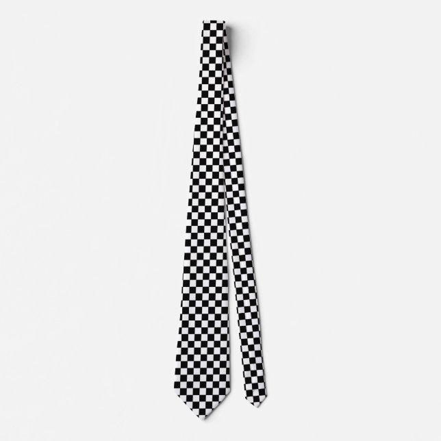 Black And White Chequered Tie (Front)