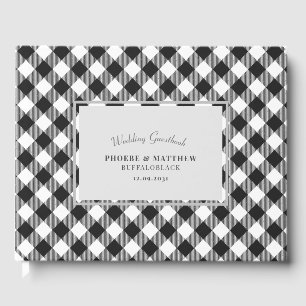 Black and White Chequered Wedding Guest Book