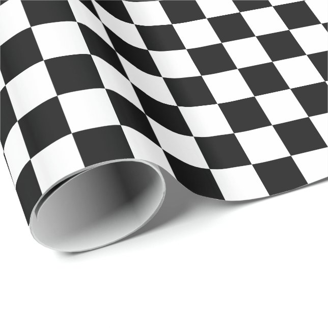 Black and White Chequered Wrapping Paper (Roll Corner)
