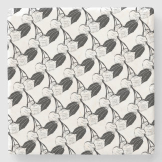 Black and White Cherries Stone Coaster