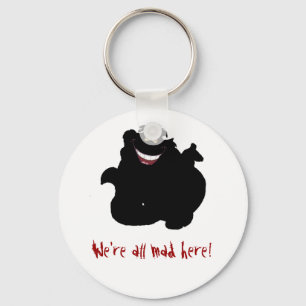 Black and White Cheshire Cat Mad Keychain