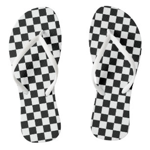 Black and White Chess Digital Print Flip Flops