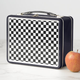 Black and White Chess Digital Print Metal Lunch Box