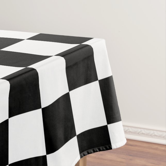 Black and White Chess Digital Print Tablecloth (In Situ)