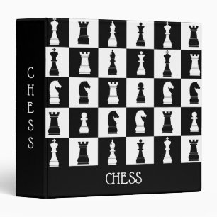 Black And White Chess Game Figures Pattern Text Binder