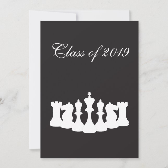 Black and White Chess Graduation Party Invitation (Front)
