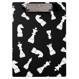 Black and White Chess Piece Pattern Clipboard