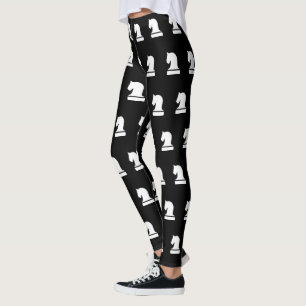 Black and white chess piece pattern leggings