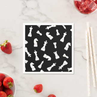 Black and White Chess Piece Pattern Napkin