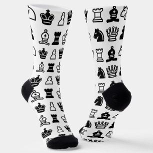 Black and White Chess Piece Pattern Socks