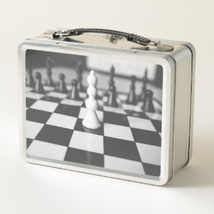 Black and White Chessboard  Metal Lunch Box