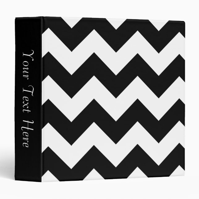 Black and White Chevron 3-Ring Binder (Front/Spine)