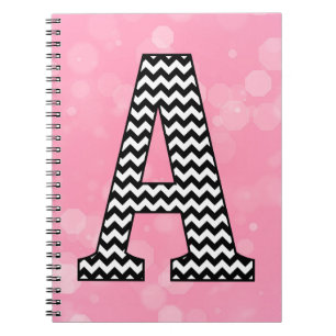 Black and White Chevron "A" Monogram Notebook