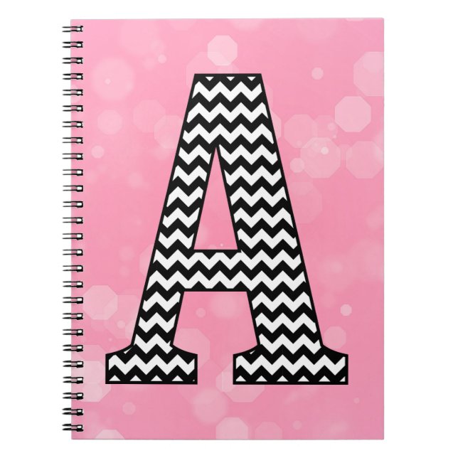 Black and White Chevron "A" Monogram Notebook (Front)
