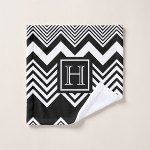 Black and White Chevron Bath Towel Set