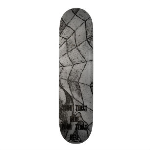 black and white chevron cobweb abstract retro art skateboard