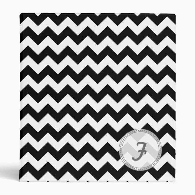 Black and White Chevron - Custom Text Binder (Front)