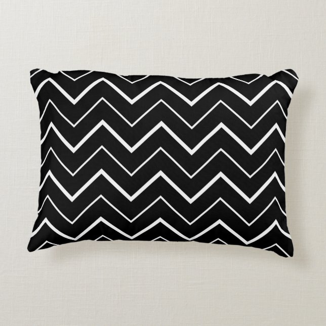 Black and White Chevron Decorative Pillow (Back)
