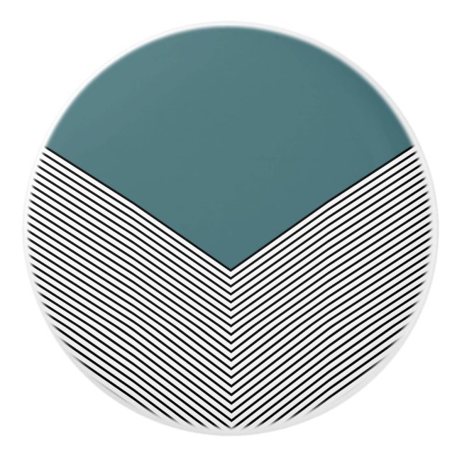 Black and white chevron design and blue triangle ceramic knob (Front)