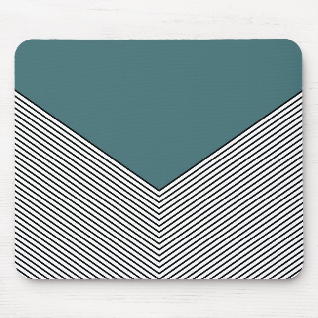 Black and white chevron design and blue triangle mouse pad (Front)