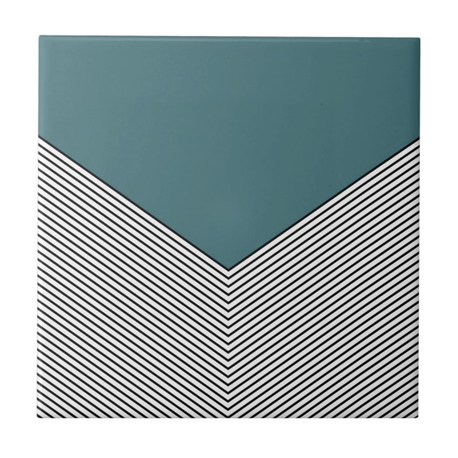 Black and white chevron design and blue triangle tile (Front)