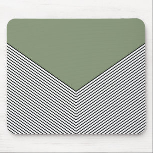 Black and white chevron design and green triangle mouse pad