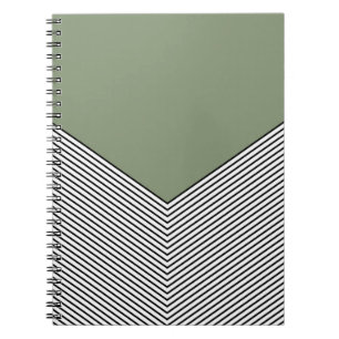 Black and white chevron design and green triangle notebook