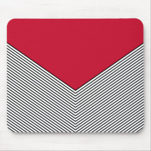 Black and white chevron design and red triangle mouse pad