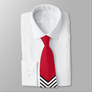 Black and white chevron design and red triangle tie