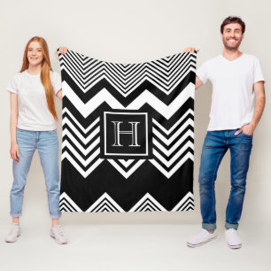Black and White Chevron Fleece Blanket