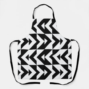 Black and White Chevron Geometric Pattern Apron