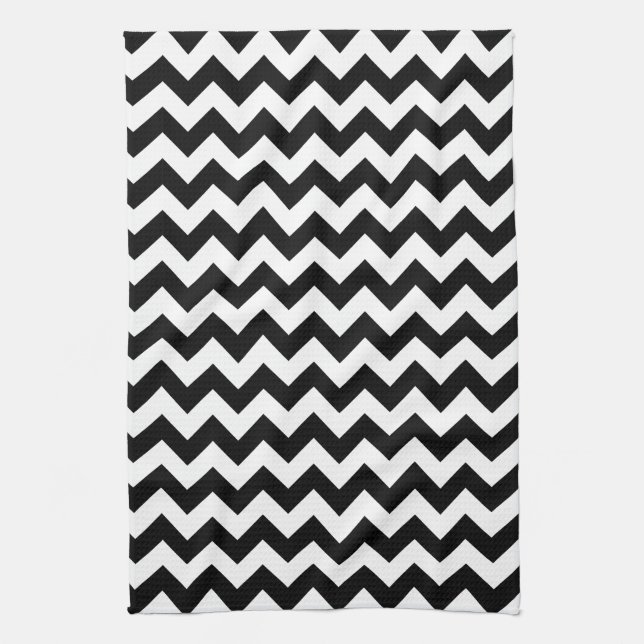 Black and White Chevron Kitchen Towel (Vertical)