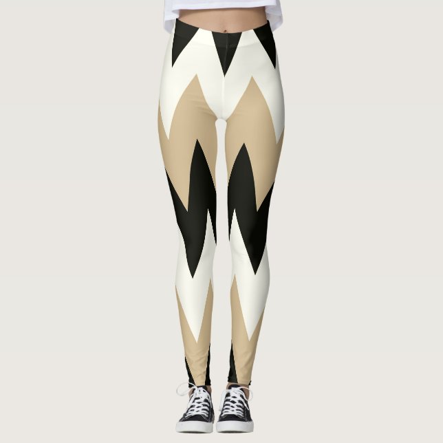 Black and White Chevron Leggings (Front)