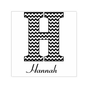 Black and White Chevron Letter H Monogram Self-inking Stamp
