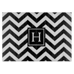 Black And White Chevron Monogram Cutting Board