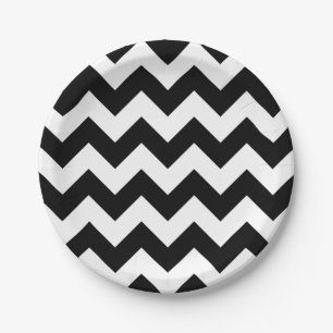 Black and White Chevron Paper Plate
