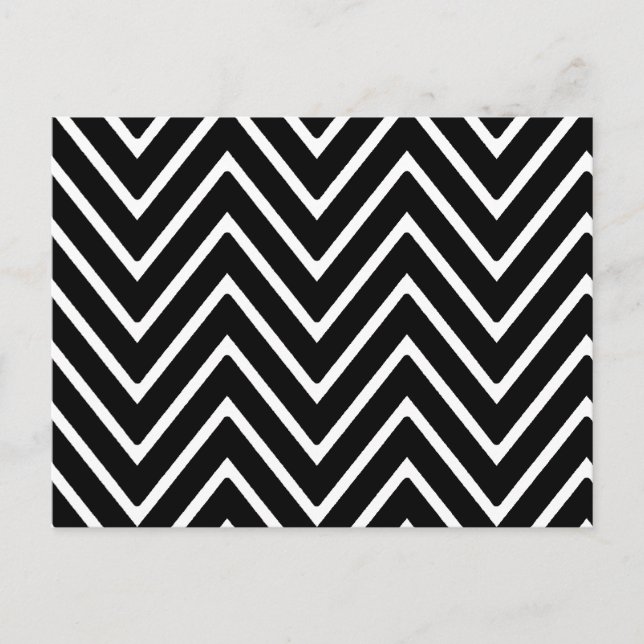 Black and White Chevron Pattern 2 Postcard (Front)