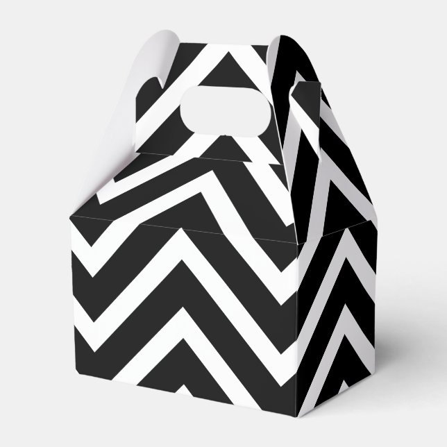 Black And White Chevron Pattern Favor Box (Front Side)