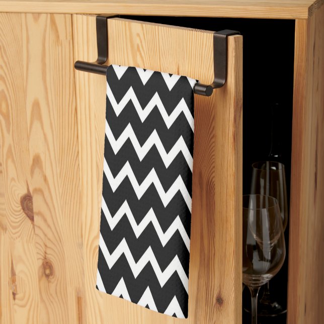  Black And White Chevron Pattern  Kitchen Towel (Thirds Fold)