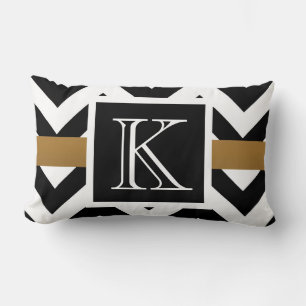 Black and White Chevron Pattern Lumbar Pillow