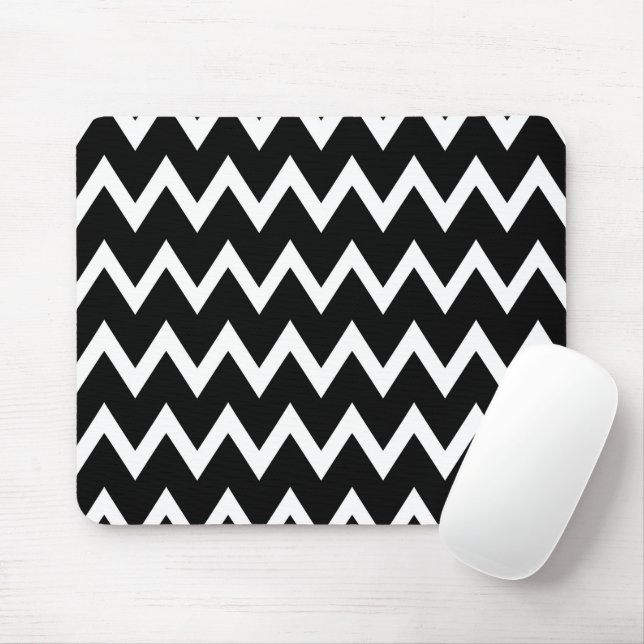 Black And White Chevron Pattern  Mouse Pad (With Mouse)