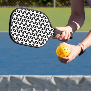 Black and White Chevron Pattern Pickleball Paddle