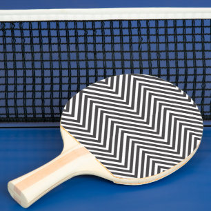Black and White Chevron Pattern Ping Pong Paddle