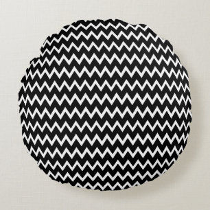  Black And White Chevron Pattern  Round Pillow