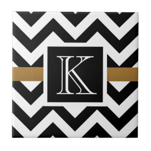 Black and White Chevron Pattern Tile