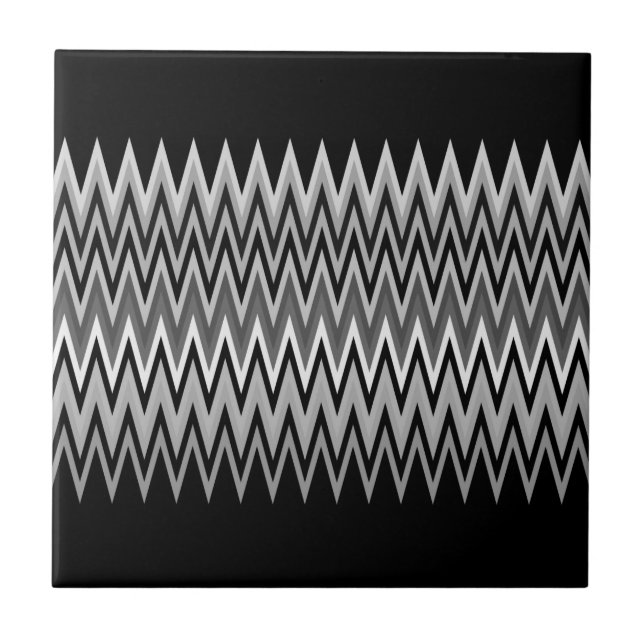 Black and White Chevron Pattern Tile (Front)