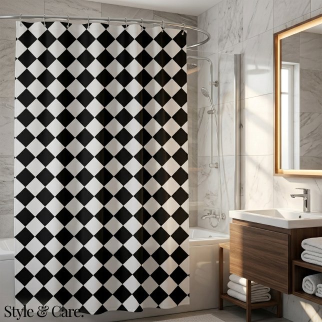 Black and White Chevron Pattern Unique Stylish (Black and White Chevron Pattern Unique Stylish Shower Curtain)